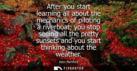 Small: After you start learning all about the mechanics of piloting a riverboat, you stop seeing all the prett