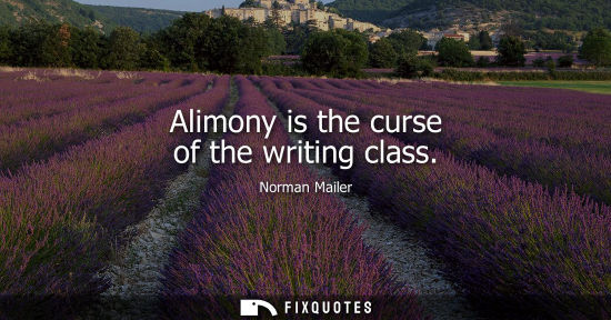 Small: Alimony is the curse of the writing class