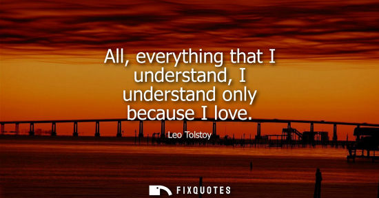 Small: All, everything that I understand, I understand only because I love