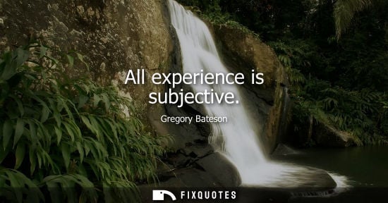 Small: All experience is subjective