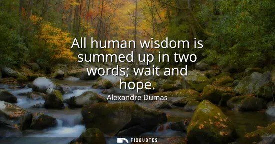 Small: All human wisdom is summed up in two words wait and hope