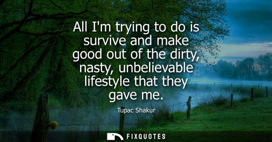 Small: All Im trying to do is survive and make good out of the dirty, nasty, unbelievable lifestyle that they 