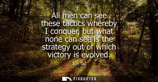 Small: All men can see these tactics whereby I conquer, but what none can see is the strategy out of which vic