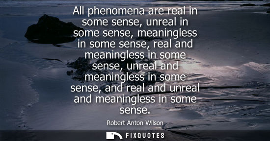 Small: All phenomena are real in some sense, unreal in some sense, meaningless in some sense, real and meaning