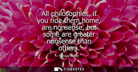Small: All philosophies, if you ride them home, are nonsense, but some are greater nonsense than others