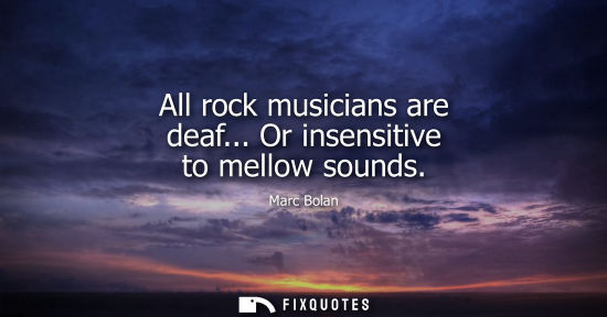 Small: All rock musicians are deaf... Or insensitive to mellow sounds