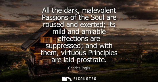 Small: All the dark, malevolent Passions of the Soul are roused and exerted its mild and amiable affections ar