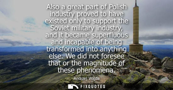 Small: Also a great part of Polish industry proved to have existed only to support the Soviet military industry, and 