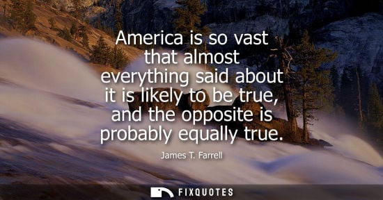 Small: America is so vast that almost everything said about it is likely to be true, and the opposite is proba