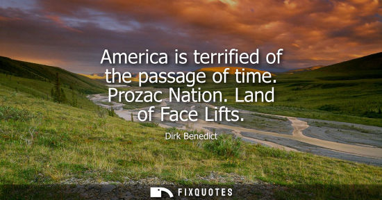 Small: America is terrified of the passage of time. Prozac Nation. Land of Face Lifts