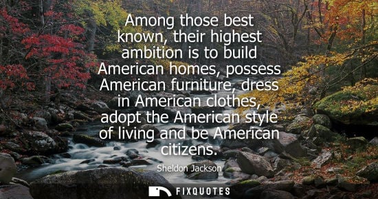 Small: Among those best known, their highest ambition is to build American homes, possess American furniture, 