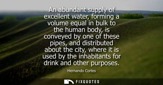 Small: An abundant supply of excellent water, forming a volume equal in bulk to the human body, is conveyed by