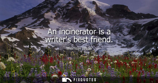 Small: An incinerator is a writers best friend - Thornton Wilder