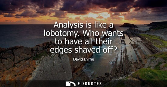 Small: David Byrne: Analysis is like a lobotomy. Who wants to have all their edges shaved off?