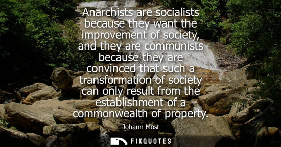 Small: Anarchists are socialists because they want the improvement of society, and they are communists because