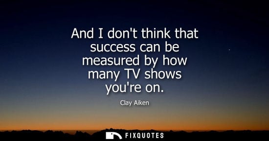 Small: And I dont think that success can be measured by how many TV shows youre on