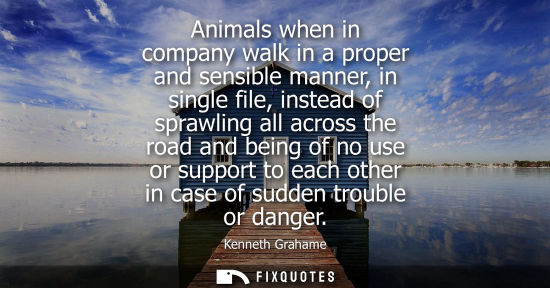 Small: Animals when in company walk in a proper and sensible manner, in single file, instead of sprawling all 