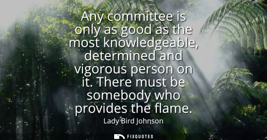 Small: Any committee is only as good as the most knowledgeable, determined and vigorous person on it. There must be s