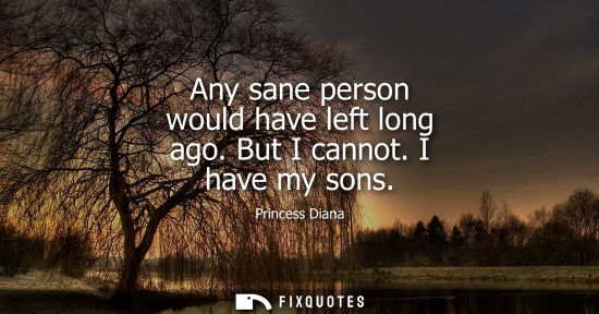 Small: Any sane person would have left long ago. But I cannot. I have my sons