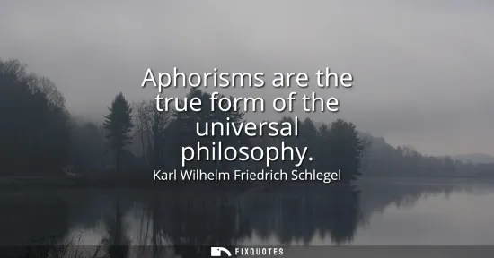Small: Aphorisms are the true form of the universal philosophy