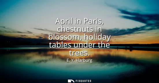 Small: April in Paris, chestnuts in blossom, holiday tables under the trees