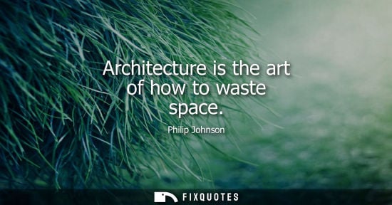 Small: Philip Johnson: Architecture is the art of how to waste space