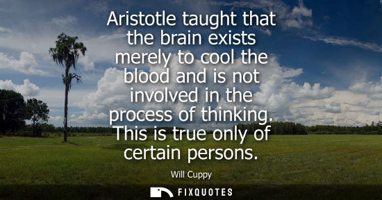 Small: Aristotle taught that the brain exists merely to cool the blood and is not involved in the process of t
