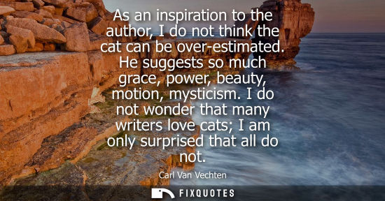 Small: As an inspiration to the author, I do not think the cat can be over-estimated. He suggests so much grac