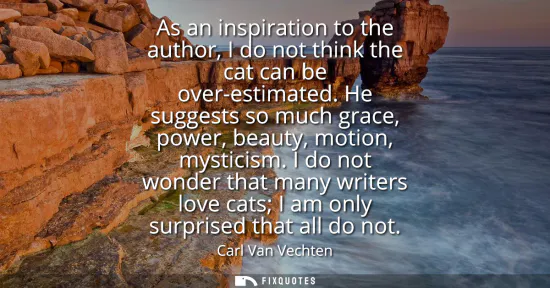 Small: As an inspiration to the author, I do not think the cat can be over-estimated. He suggests so much grace, powe