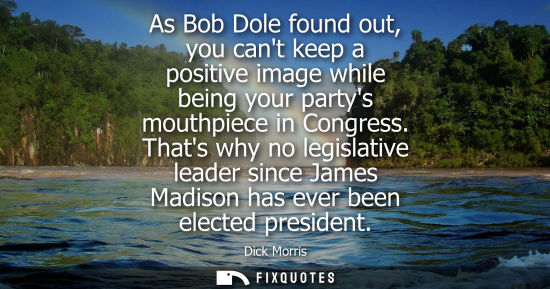Small: As Bob Dole found out, you cant keep a positive image while being your partys mouthpiece in Congress.