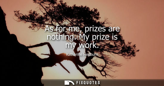 Small: As for me, prizes are nothing. My prize is my work - Katharine Hepburn