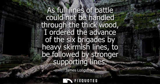 Small: As full lines of battle could not be handled through the thick wood, I ordered the advance of the six brigades