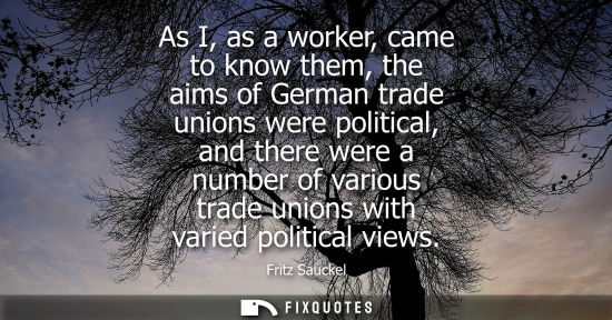 Small: As I, as a worker, came to know them, the aims of German trade unions were political, and there were a 