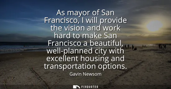 Small: As mayor of San Francisco, I will provide the vision and work hard to make San Francisco a beautiful, well-pla