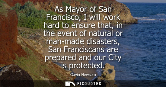 Small: As Mayor of San Francisco, I will work hard to ensure that, in the event of natural or man-made disasters, San