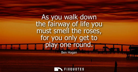 Small: As you walk down the fairway of life you must smell the roses, for you only get to play one round