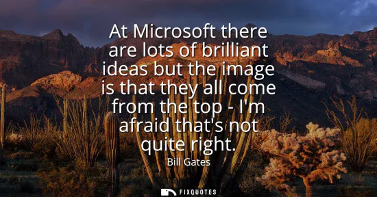 Small: At Microsoft there are lots of brilliant ideas but the image is that they all come from the top - Im afraid th