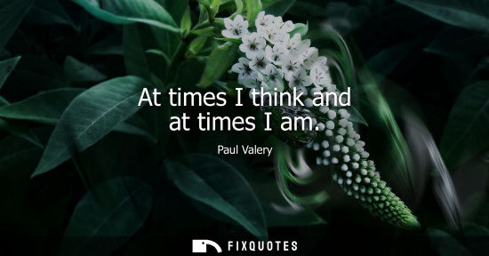 Small: At times I think and at times I am - Paul Valery