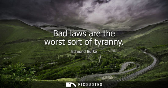 Small: Bad laws are the worst sort of tyranny