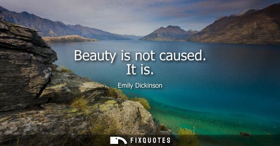 Small: Beauty is not caused. It is