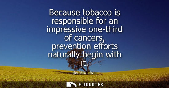 Small: Because tobacco is responsible for an impressive one-third of cancers, prevention efforts naturally beg