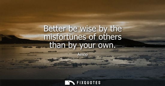 Small: Aesop: Better be wise by the misfortunes of others than by your own