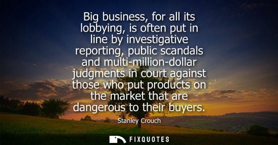 Small: Big business, for all its lobbying, is often put in line by investigative reporting, public scandals an