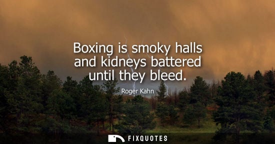 Small: Boxing is smoky halls and kidneys battered until they bleed - Roger Kahn