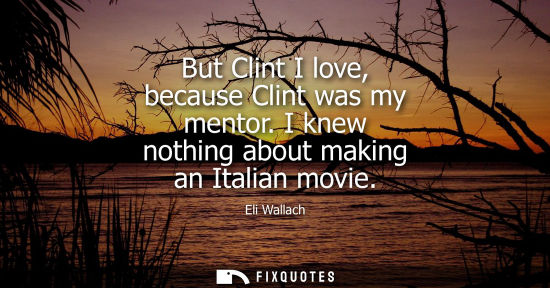 Small: But Clint I love, because Clint was my mentor. I knew nothing about making an Italian movie