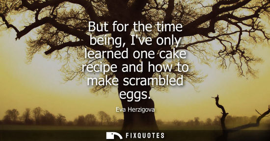Small: But for the time being, Ive only learned one cake recipe and how to make scrambled eggs