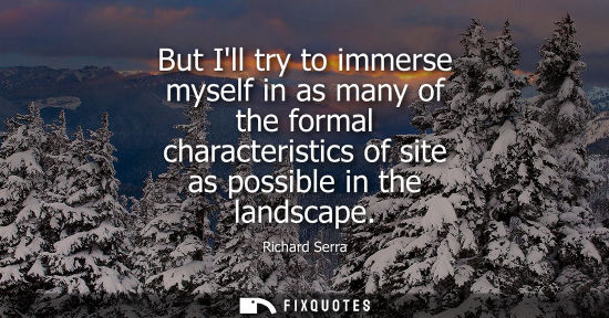 Small: But Ill try to immerse myself in as many of the formal characteristics of site as possible in the landscape