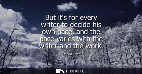 Small: But its for every writer to decide his own pace, and the pace varies with the writer and the work