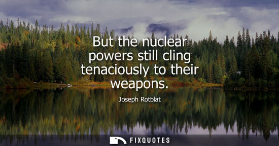 Small: But the nuclear powers still cling tenaciously to their weapons
