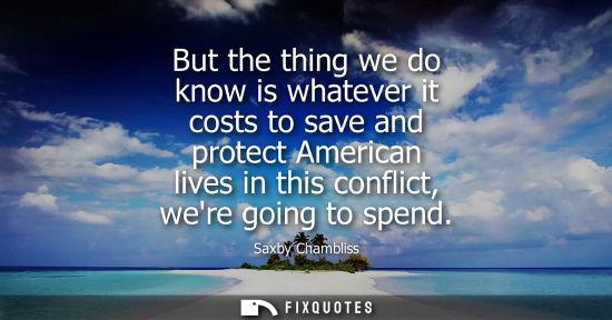 Small: But the thing we do know is whatever it costs to save and protect American lives in this conflict, were